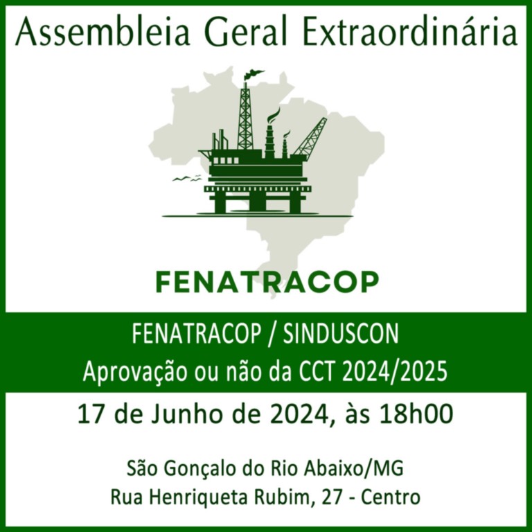 EDITAL FENATRACOP / SINDUSCON-MG - Junho 2024