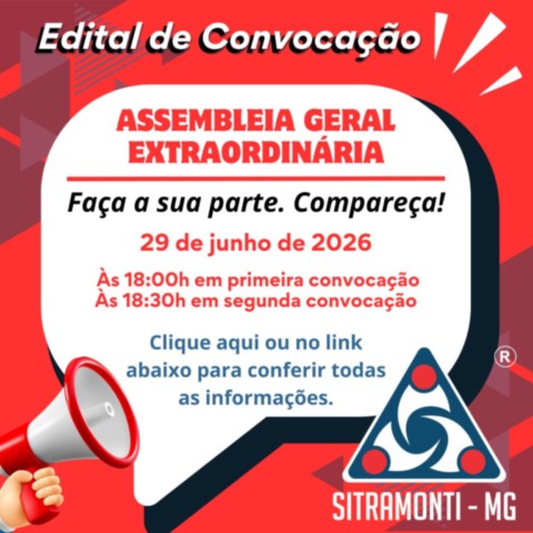 Edital de Convocação SITRAMONTI-MG AGE Junho 2026